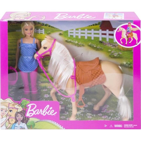 Muñeca Barbie Con  Caballo
