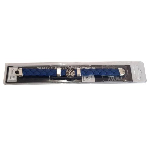 REAL MADRID PULSERA TRENZA CUERO