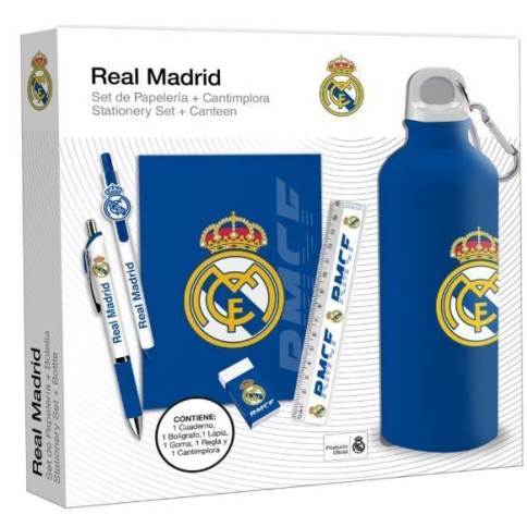 REAL MADRID SET PAPELERIA CON BOTELLA 650 ML