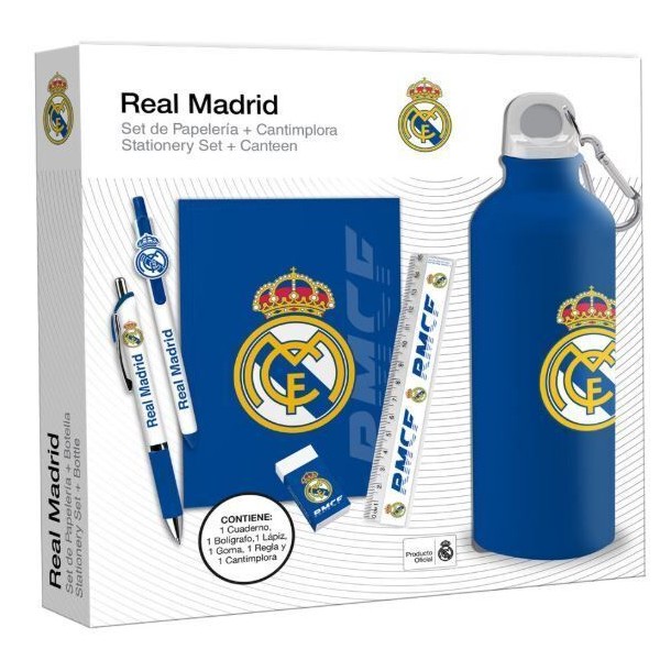 REAL MADRID SET PAPELERIA CON BOTELLA 650 ML