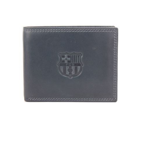 FC BARCELONA BILLETERA PIEL VACUNO AZUL