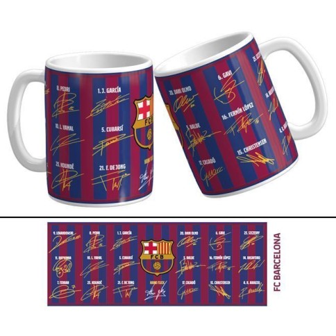 FC BARCELONA TAZA CERAMICA FIRMAS JUGADORES 330 ML