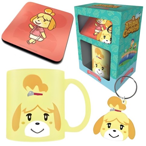 CAJA REGALO ANIMAL CROSSING taza+llavero+posavasos